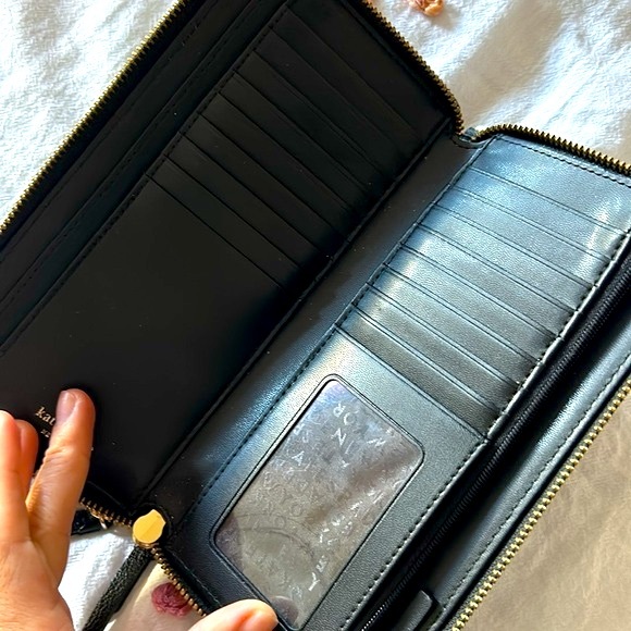 Kate Spade Anita Patterson Drive Leather Double Wallet Wristlet Clutch Black - Picture 4 of 5